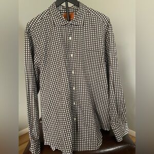 Tommy Bahama Brown and White Checkered Shirt
